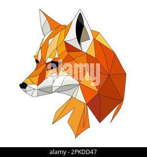 Fox logo design. Abstract colorful polygon fox head. Calm fox face. Vector illustration Stock Vector