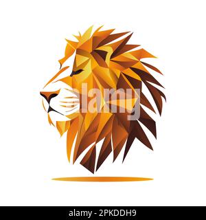 Lion logo design. Abstract colorful polygon lion head. Calm lion face. Vector illustration Stock Vector