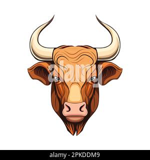 abstract simple Bull head vector logo concept illustration, Buffalo ...