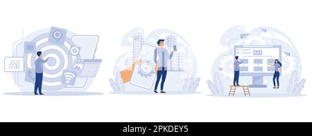 Software development concept, Intelligent interface, interactive design visualization, information architecture, usability engineering, web design, Stock Vector