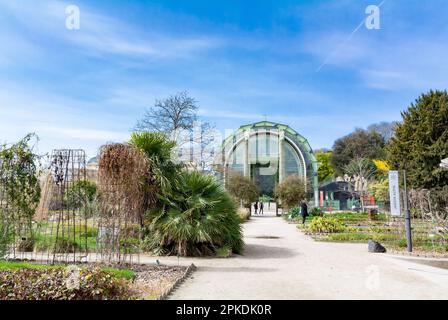 Paris, France, A landscape with the greenhouse and gardens in Jardin des plantes Stock Photo