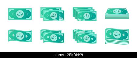 Korean Won Banknote Icon Set Stock Vector