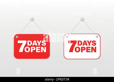 7 days open signs vector Stock Vector