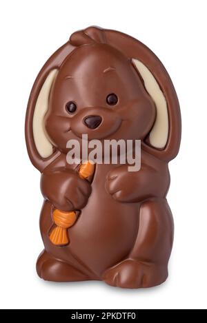 Chocolate bunny, typical Easter cake, isolated on white with clipping path Stock Photo