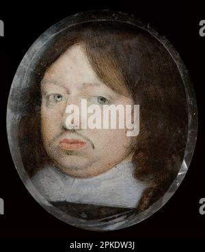 Miniature portrait of Charles X, King of Sweden 1655-1660 circa 1650 by Alexander Cooper Stock Photo