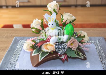 A nice Easter decoration, arrangement on the table Stock Photo