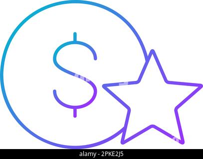 Coin with star, star rating, feedback gradient lineal icon. Finance, payment, invest finance symbol design. Stock Vector