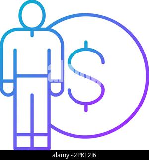 Man with coin gradient lineal icon. Finance, payment, invest finance symbol design. Stock Vector