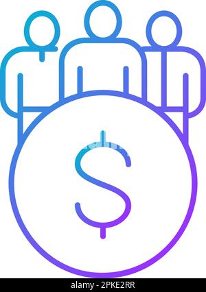 Coin with team, business team, user group gradient lineal icon. Finance, payment, invest finance symbol design. Stock Vector