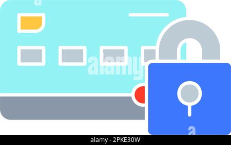 Credit card with lock, secure payments, secured credit card white outline icon. Shopping, online banking, finance symbol design. Stock Vector