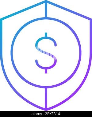 Protection money, shield with coin, money safety , insurance gradient lineal icon. Finance, payment, invest finance symbol design. Stock Vector