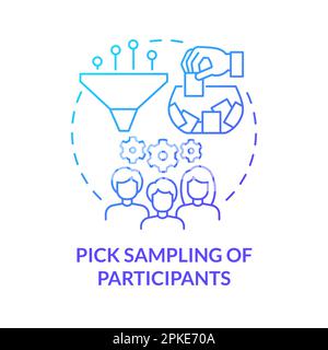 Pick sampling of participants blue gradient concept icon Stock Vector