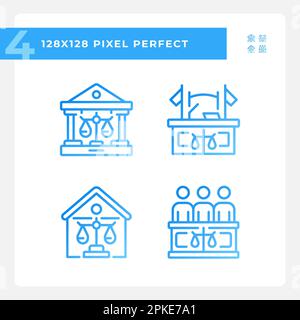 State institutions of law pixel perfect gradient linear vector icons set Stock Vector