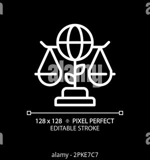 Environmental law pixel perfect white linear icon for dark theme Stock Vector