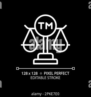 Intellectual property law pixel perfect white linear icon for dark theme Stock Vector