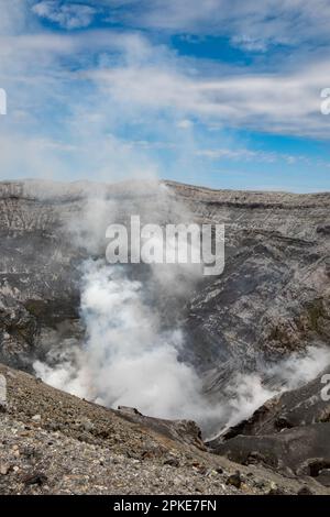 active Volcano Crater Aso Caldera in Japan Stock Photo