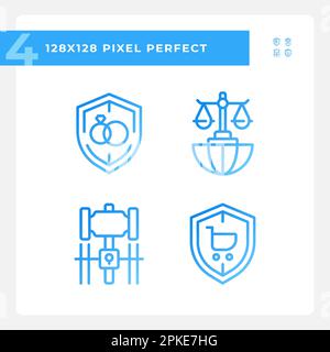 Laws protecting citizens rights pixel perfect gradient linear vector icons set Stock Vector