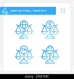 Law regulation in business pixel perfect gradient linear vector icons set Stock Vector