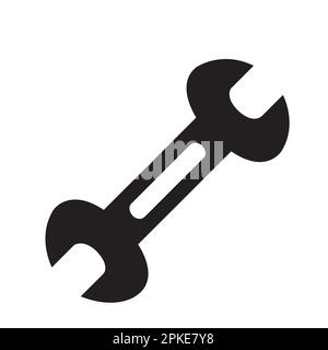 Black open end wrench on a white background with copy space Stock Vector