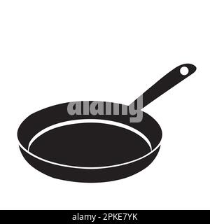 An empty black frying pan on a white background with copy space Stock Vector