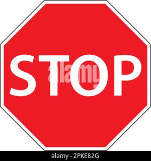 Stop traffic sign on a white background in a close up vieww Stock Vector
