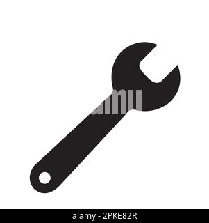Black wrench on a white background with copy space Stock Vector