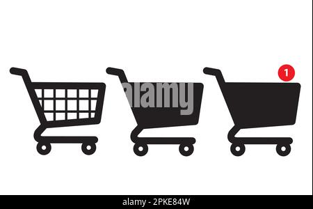 Empty and full shopping cart on a white background with copy space Stock Vector