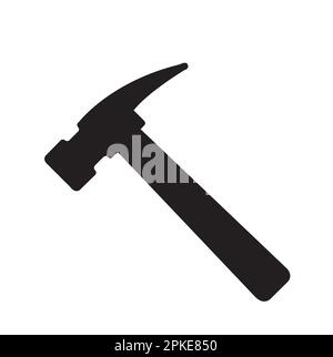 Black hammer on a white background with copy space Stock Vector