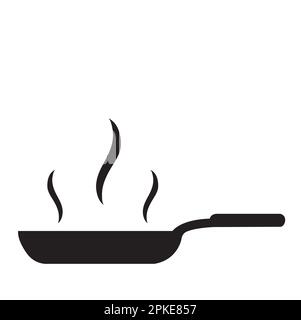 A black frying pan on a white background with copy space Stock Vector