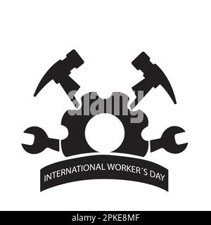 Workers day illustration with hammers and wrenches on a white background Stock Vector