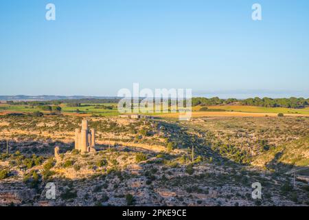 Medieval watchtower. Alarcon, Cuenca province, Castilla La Mancha, Spain. Stock Photo