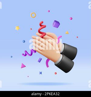 3D Human Hands Clapping Isolated on White Stock Vector