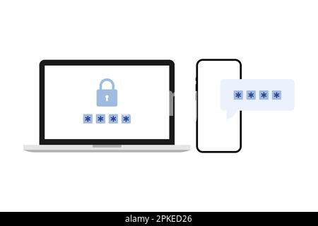 Verification code laptop and smartphone message Stock Vector