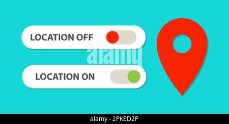 Location on off buttons with pin icon Stock Vector