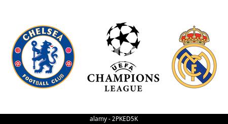 Escudo en la camiseta blanca del Real Madrid Football Club. UEFA CHAMPIONS  LEAGUE FINAL CONCEPTO EL 28 DE MAYO DE 2022, CAMPEÓN, europa, LEAGUE,  españa Fotografía de stock - Alamy