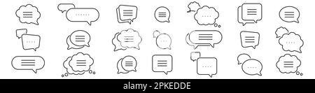 Speech bubble icon set line style Stock Vector