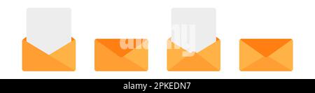 Envelope icon set flat style isolated on white background Stock Vector