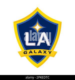 Vinnitsa, Ukraine - January 10, 2023: American football soccer LA Galaxy team logo icon Stock Vector