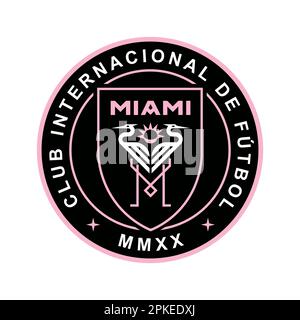 Vinnitsa, Ukraine - January 10, 2023: American football soccer Inter Miami team logo icon Stock Vector