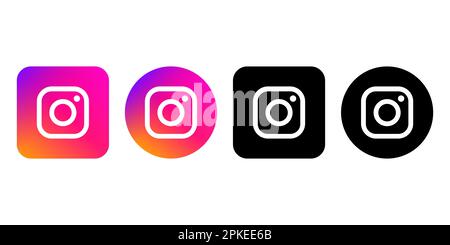 Vinnitsa, Ukraine - Fabruary 07, 2023: Instagram icon set. Vector editorial illustration Stock Vector