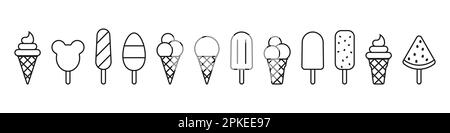 Ice cream icon set menu. Summer food Stock Vector