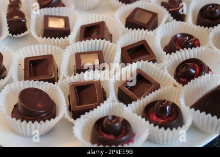 Tasty chocolate pralines Stock Photo