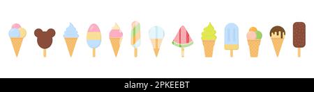 Ice cream icon set menu. Summer food Stock Vector