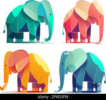 Vector flat illustration of asian elephant Stock Vector Image & Art - Alamy