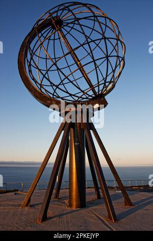 The Globe at North Cape monument in Nordkapp, the northernmost point of mainland Europe, Magerøya Island, Troms og Finnmark County, Norway Stock Photo