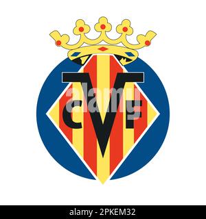 Vinnitsa, Ukraine - December 8, 2022: Football soccer. FC Villareal team club logo icon. Stock Vector