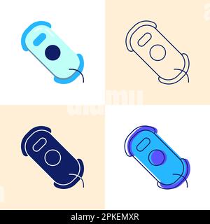 Window cleaning robot icon set in flat and line style. Smart household appliance symbol. Vector illustration. Stock Vector