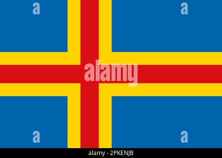 Official national Aland islands flag background Stock Vector