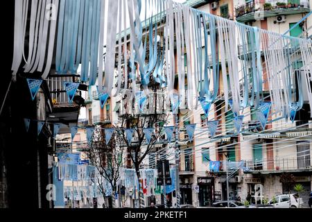 Fans celebrate Napoli Football club winning the Italian Serie A football championship  in 2023. Ercolano, Naples Stock Photo