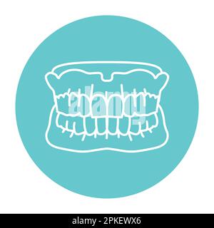 False teeth line icon. Dental prosthetic. Vector illustration Stock Vector